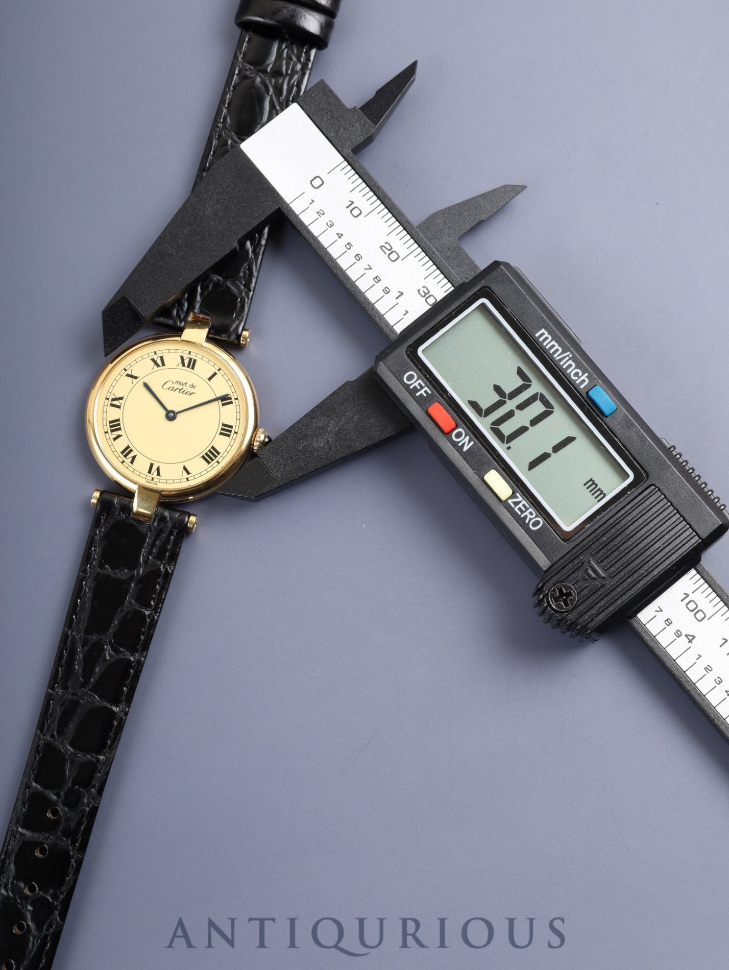 カルティエ マスト ヴァンドーム VLC LM 590003 クォーツ Cal.90 SV925 革 純正尾錠 アイボリーローマン文字盤 箱 冊子 保証書 オーバーホール済み