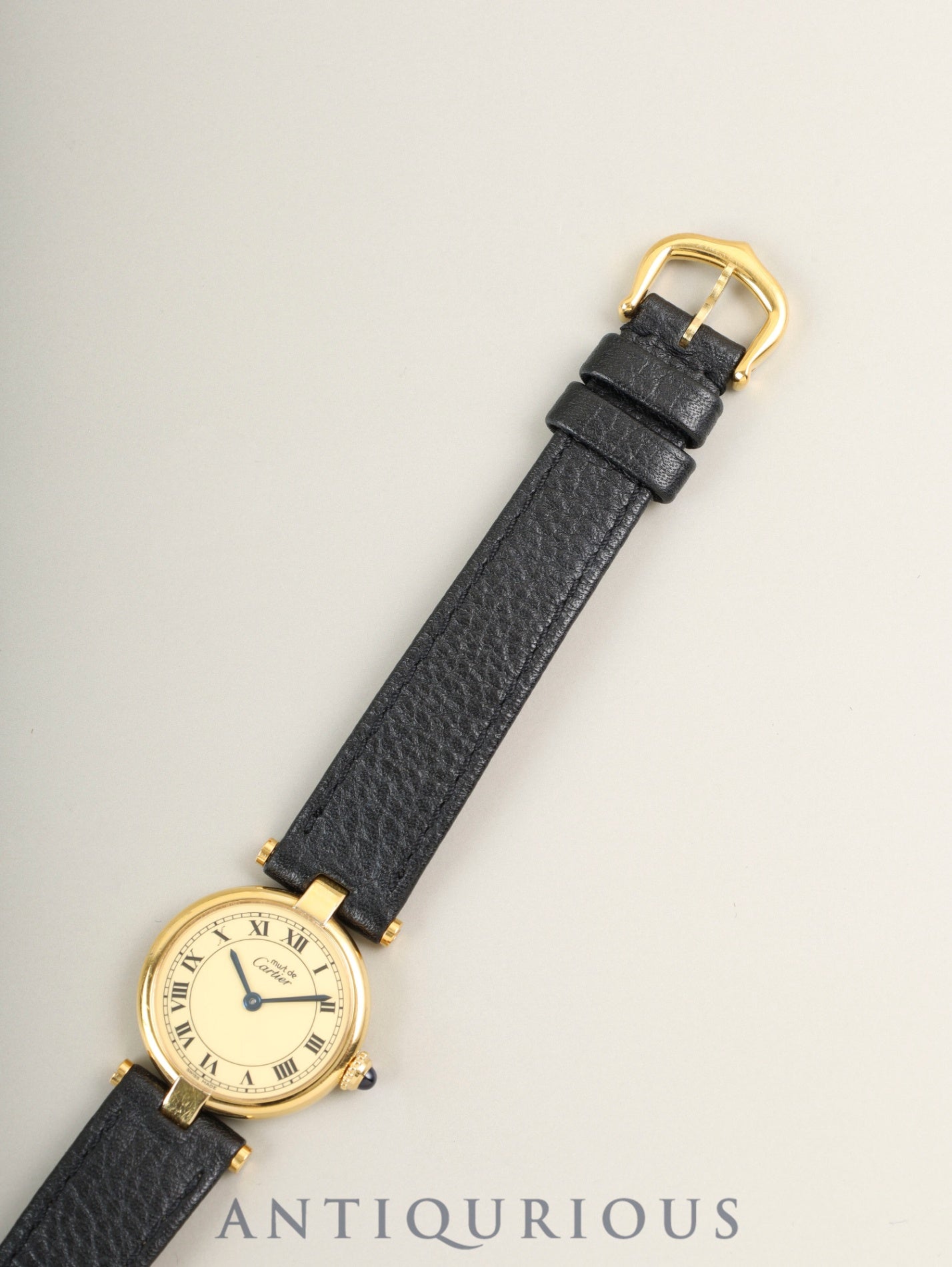 Cartier Must Vendome VLC SM 84978213 / 18 Quartz Cal.690 SV925 Leather Genuine Pin Buckle (GP) Ivory Roman Dial (SWISS MADE表記) Overhauled