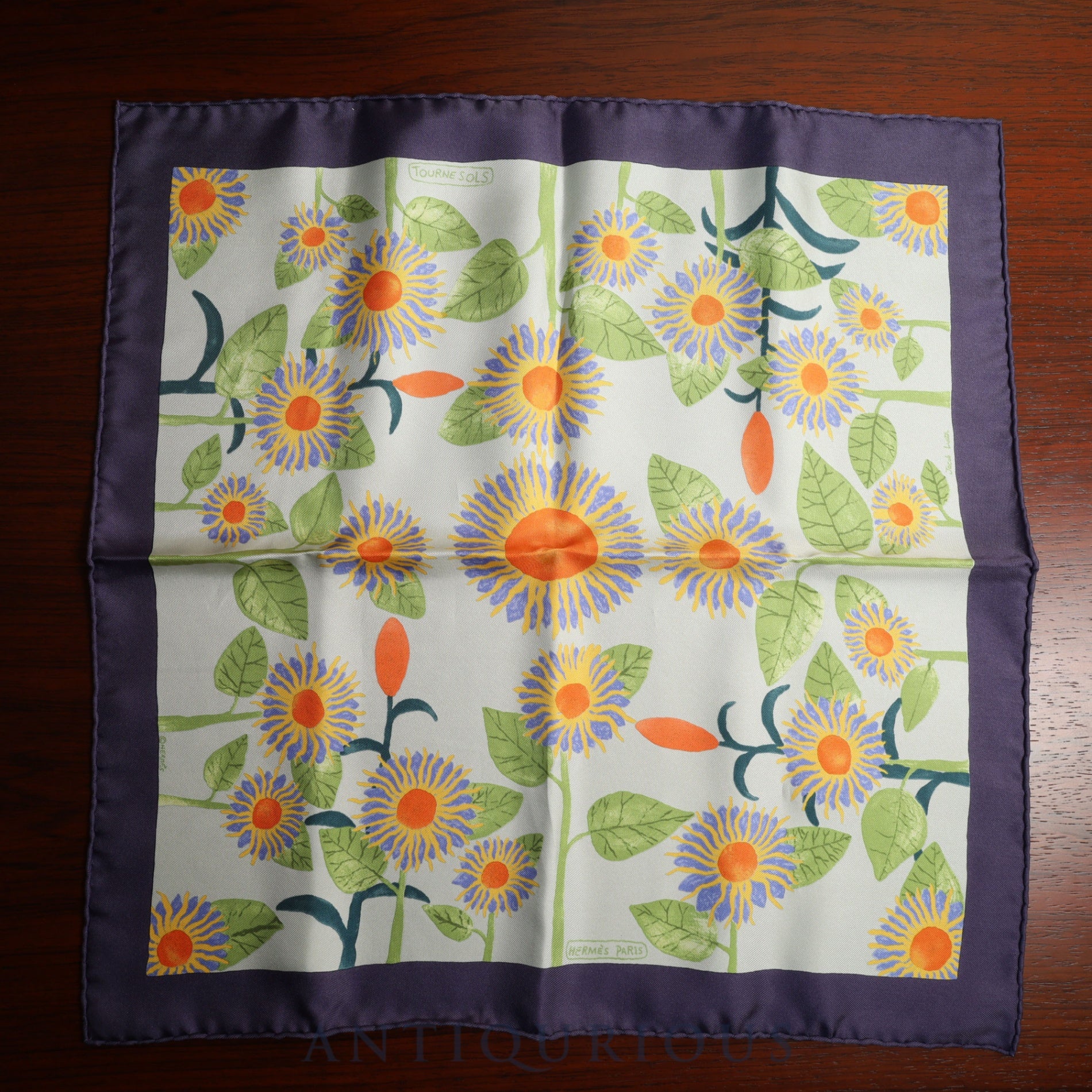 エルメス スカーフ カレ45 TOURNE SOLS  ひまわり SILK100%