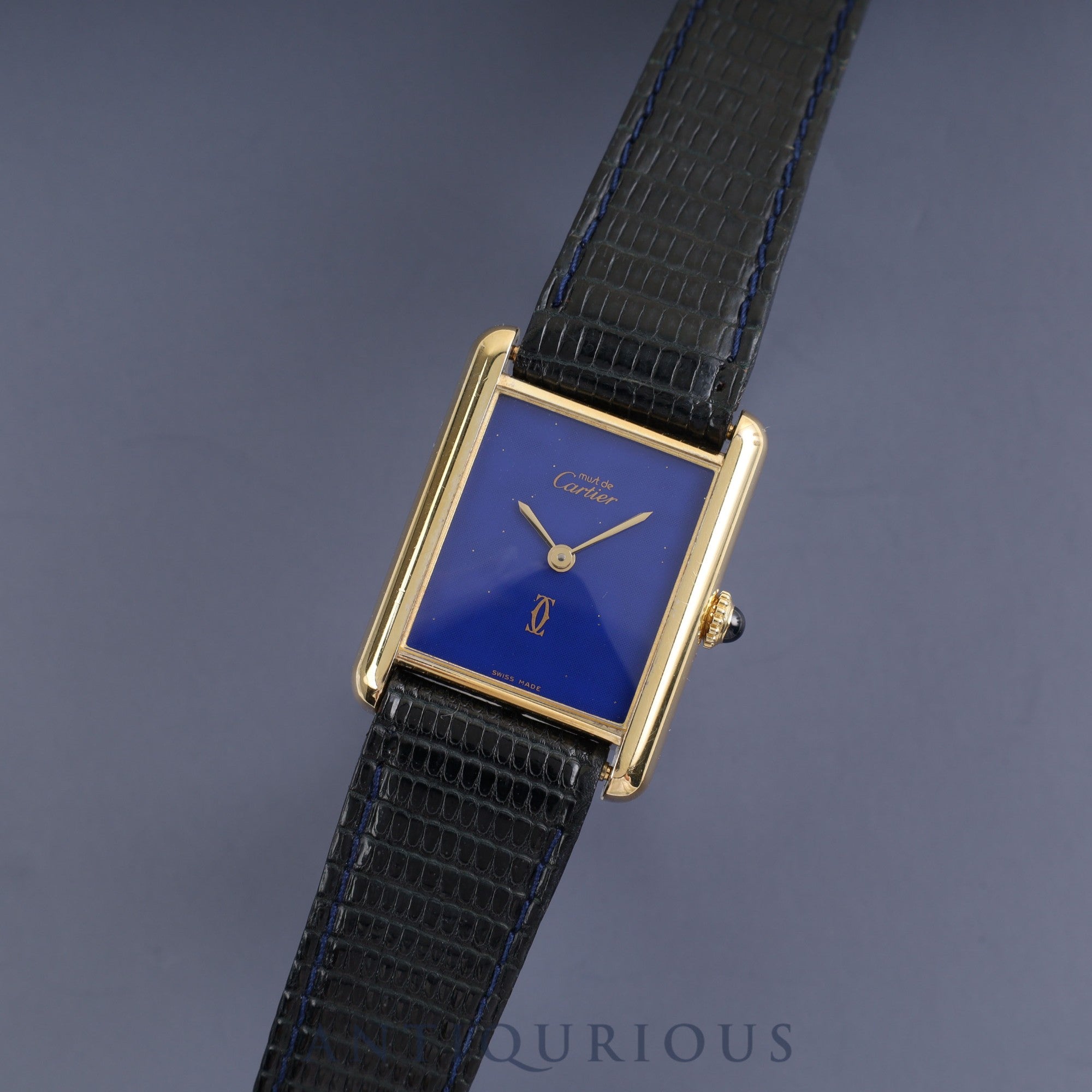 Cartier Must Tank LM Manual Winding Genuine Buckle Belt Lapis Lazuli Dial Cartier Boutique Complete Service