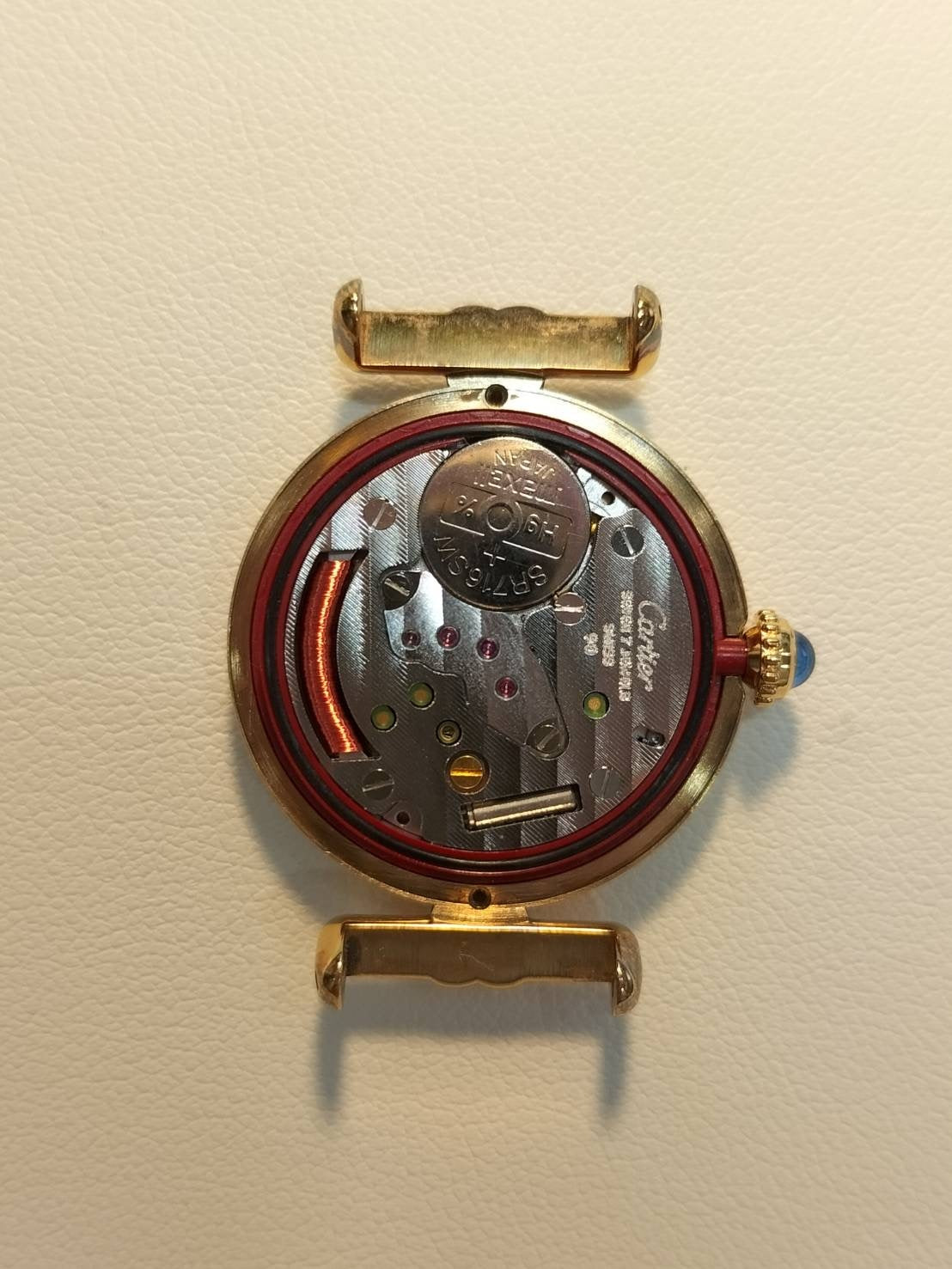 Cartier Must Colisée 590002 Quartz Cal.90 SV925 Leather Original Pin Buckle (GP) Ivory Roman Dial (SWISS marking) Overhauled