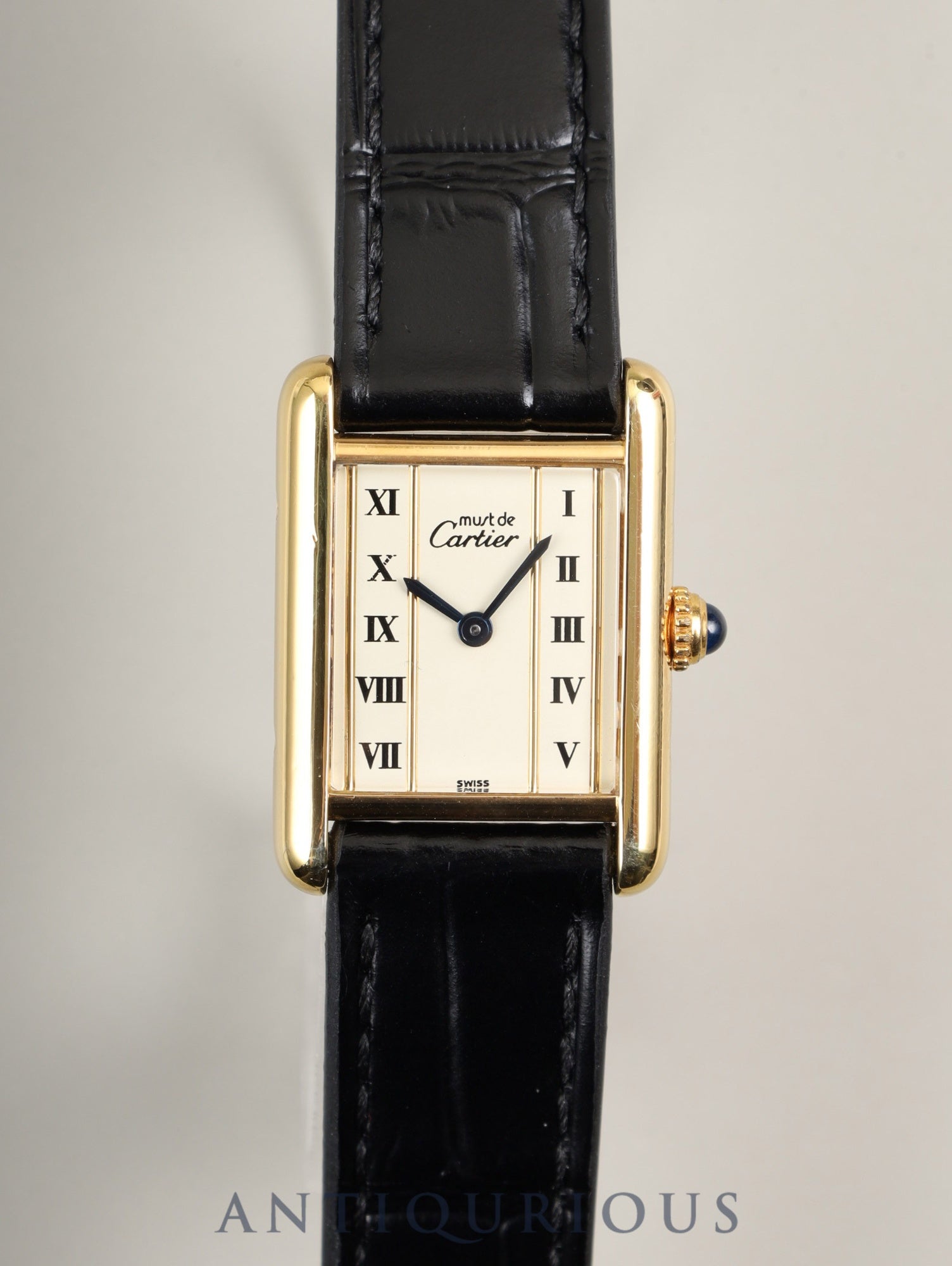 カルティエ マストタンク SM 5057001 クォーツ Cal.057 SV925 革 純正尾錠（GP）ストレートローマン文字盤（SWISS表記）オーバーホール済み
