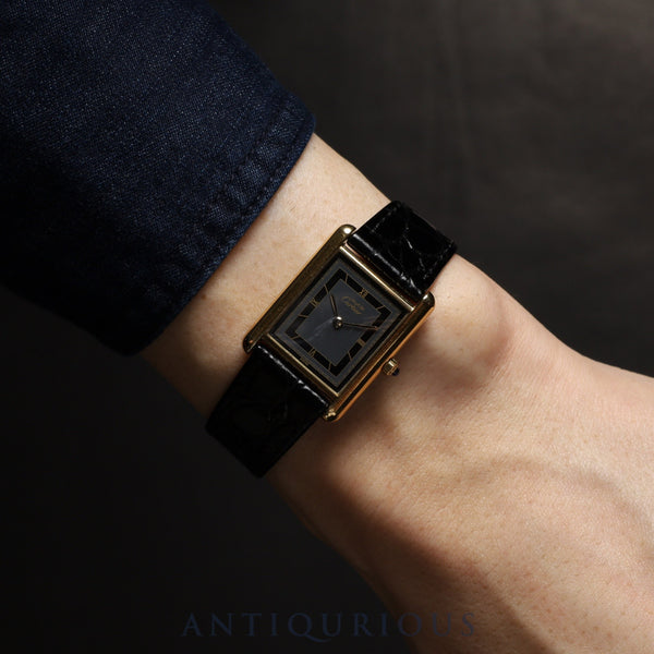 Cartier Must Tank LM 6 81006 Quartz Cal.81 SV925 Leather Genuine Buckle (GP) Grey Roman Dial Overhauled