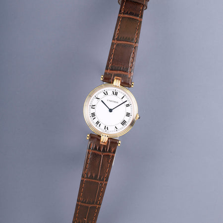 カルティエ ヴァンドーム トリニティ VLC LM 85533553/81003 クォーツ Cal.690 750YG 革 純正ピンバックル（GP） ホワイトローマン文字盤（SWISS MADE表記）  オーバーホール済み
