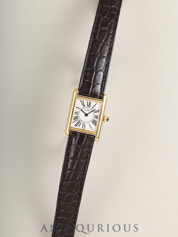 カルティエ マストタンク SM 1613 クォーツ Cal.057  SV925 純正革ベルト  純正Dバックル（GP）オパラン文字盤（SWISS表記）箱 冊子 保証書（1990年） オーバーホール済み