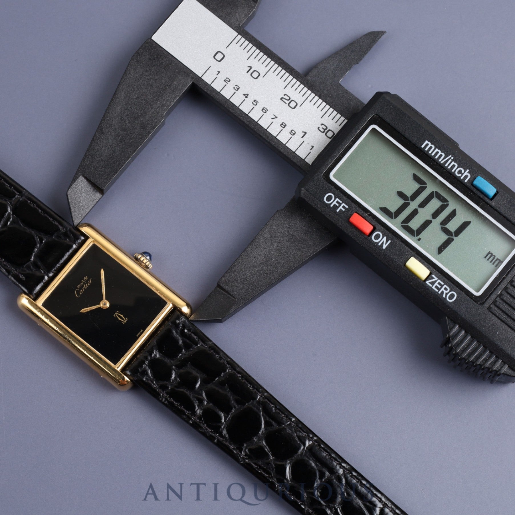 Cartier Must Tank LM Manual winding Cal.78-1 SV925 Leather Genuine buckle (GP) Black onyx dial Overhauled and re-plated