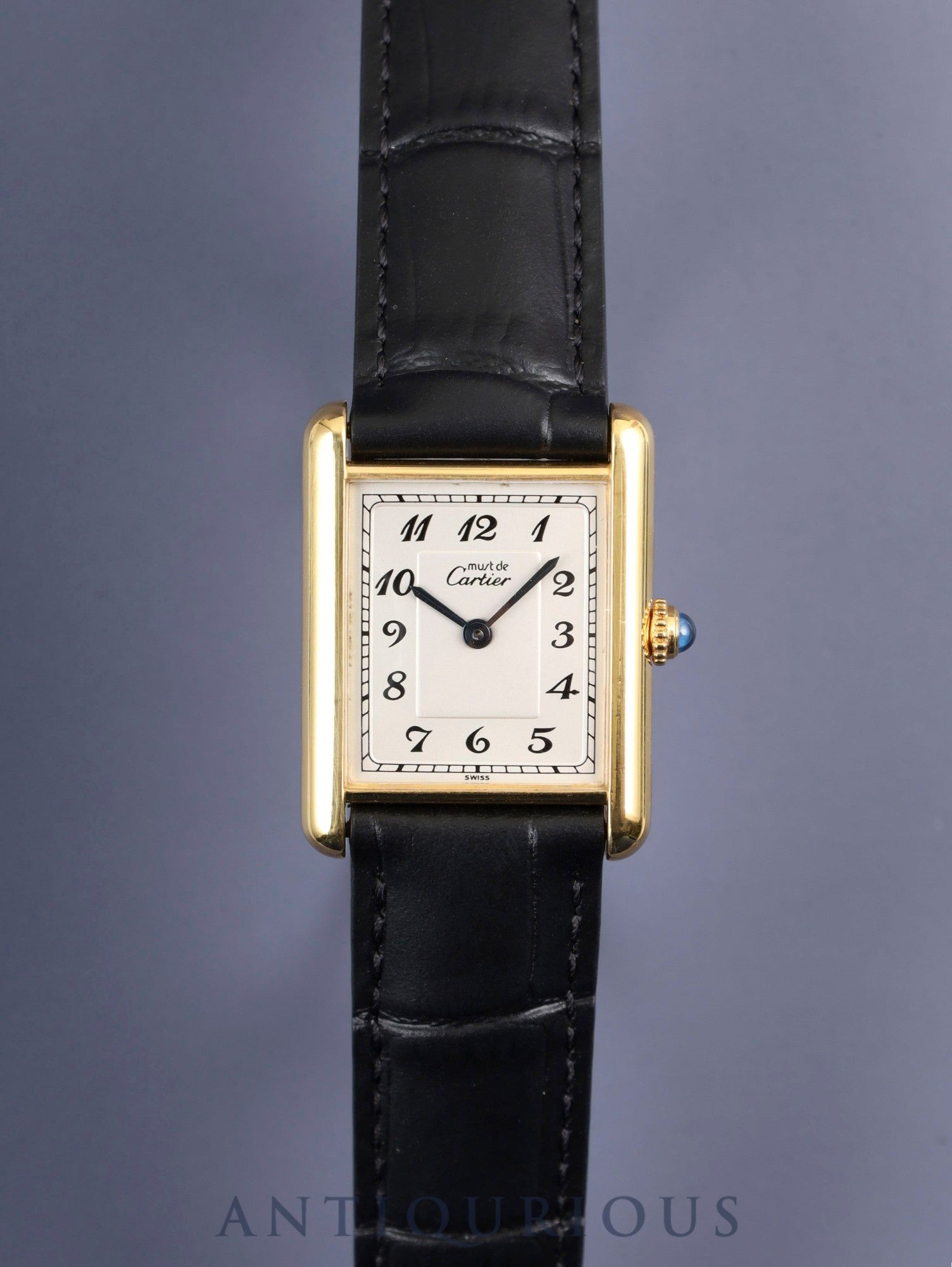 カルティエ マストタンク LM 590005 クォーツ Cal.90 SV925 革 純正Dバックル（GP） アラビア文字盤（SWISS表記） オーバーホール済み 新品仕上げ済み