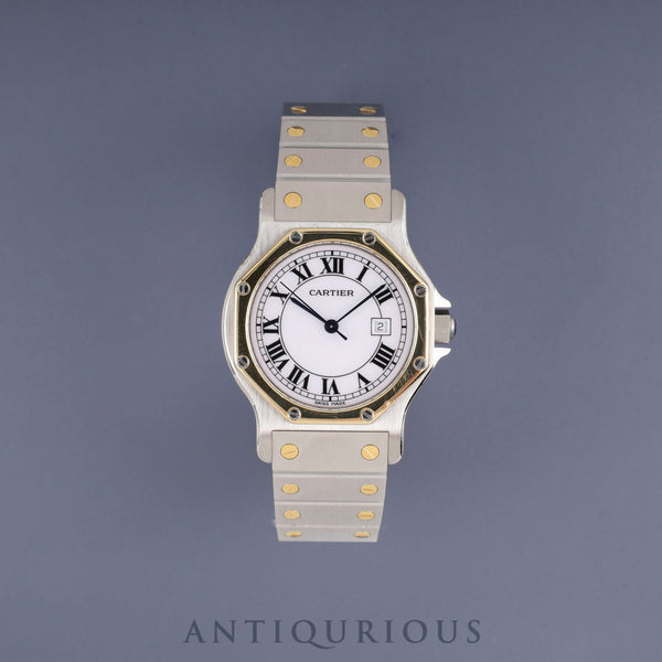 Cartier Santos Octagon LM 2966 Automatic, Stainless Steel/Yellow Gold, White Roman Dial, Completely Serviced at a Cartier Boutique