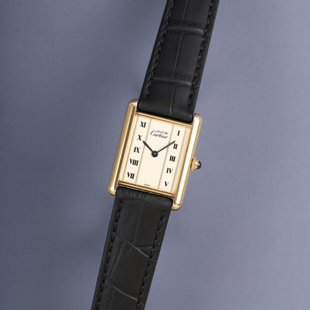 カルティエ マストタンク LM W1002653 / 590005 クォーツ Cal.90 SV925 革 純正尾錠（GP）ストレートローマン文字盤（SWISS表記）オーバーホール済み