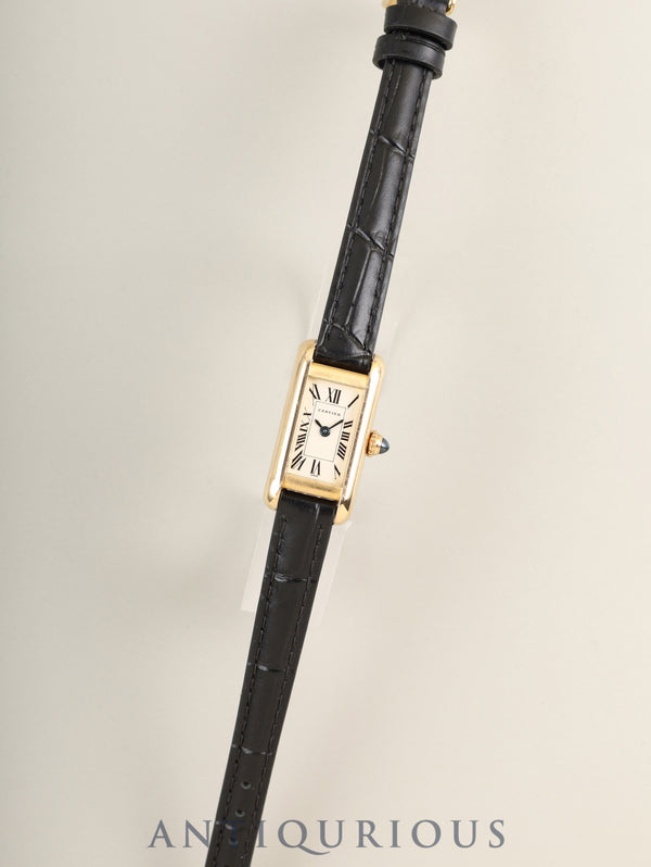 カルティエ タンク アロンジェ SM W1501753 / 828004 クォーツ Cal.028（ETA280.002） 750YG 革 社外ピンバックル（GP） アイボリーローマン文字盤 オーバーホール済み