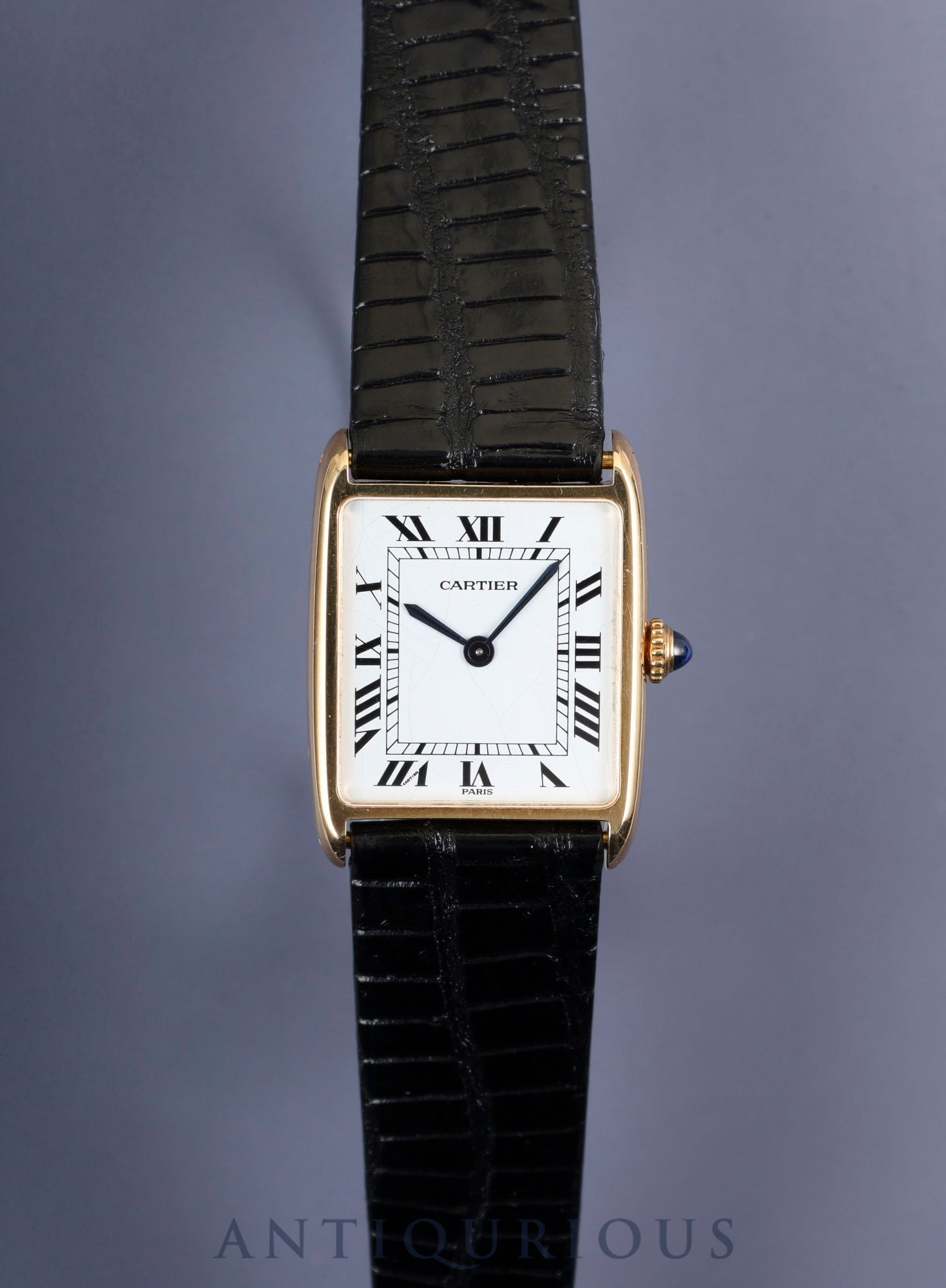 カルティエ タンク アロンディ タンク エリプス LM 81722553 / 96041 手巻き Cal.21（フレデリック・ピゲ）750YG 革 純正尾錠（GP） ホワイトローマン文字盤（PARIS表記） 国際永久保証書（1983年） オーバーホール済み