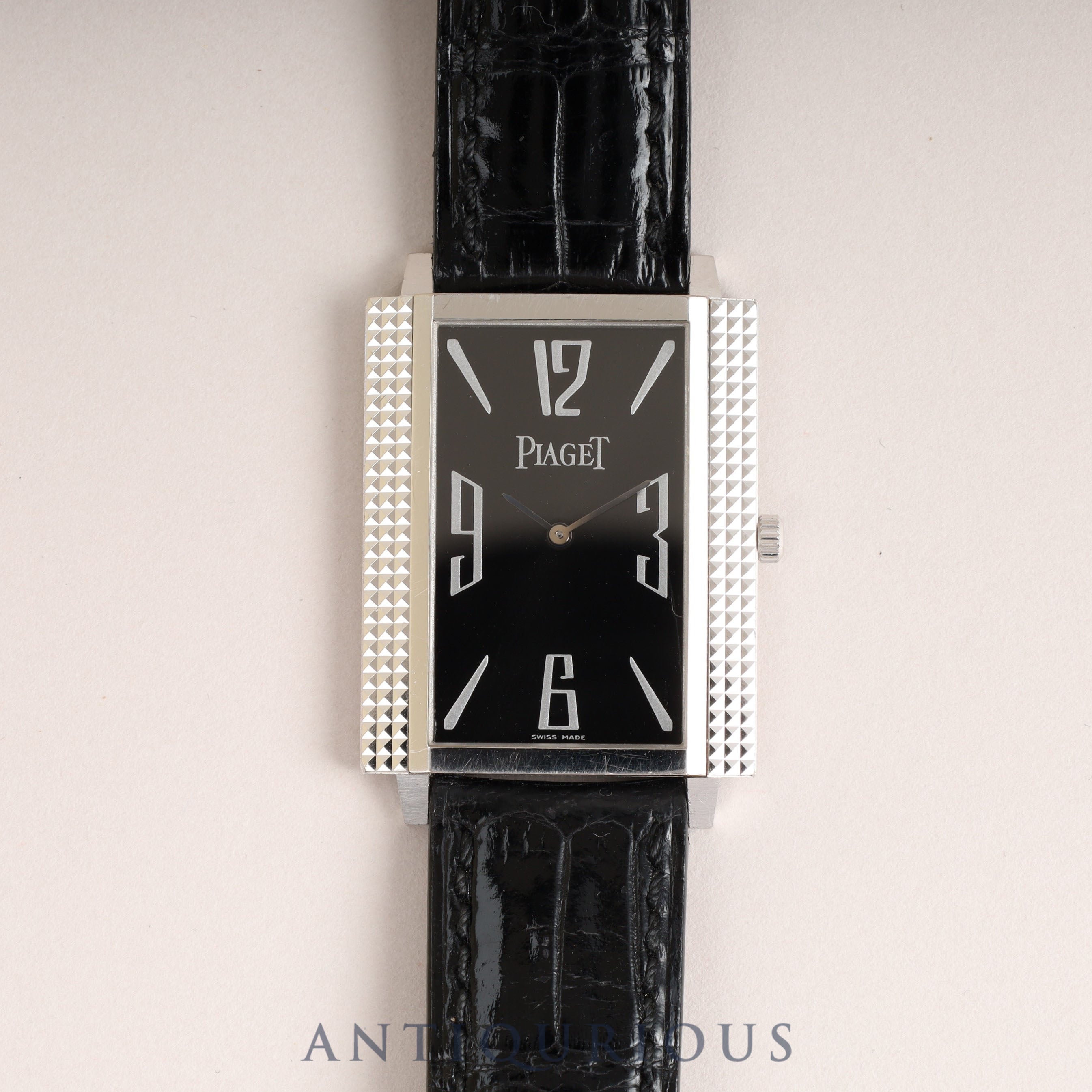 PIAGET 1967 Square 90300 Manual winding Cal.430P WG Leather Genuine buckle (750) Black Arabic dial Overhauled