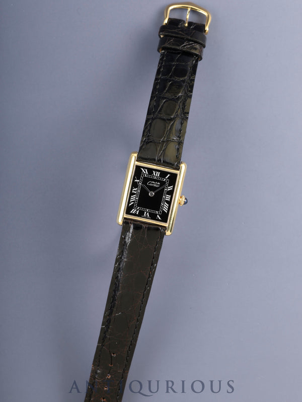 カルティエ マストタンク LM 手巻きSV925 革 純正ピンバックル（GP）ブラックローマン文字盤（SWISS MADE表記）カルティエブティックにてコンプリートサービス（フルメンテナンス）済み 新品仕上げ済み