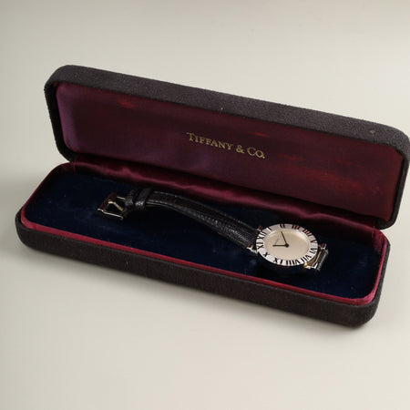 ティファニー アトラス SV CASE L0640 クォーツ Cal.976.001 SV925 純正革ベルト 純正尾錠（SS） シルバー文字盤 箱 オーバーホール済み