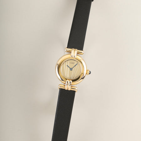 Cartier Must Colisée 590002 Quartz Cal.90 SV925 Leather Original Pin Buckle (GP) Gold Dial (SWISS marking) Overhauled