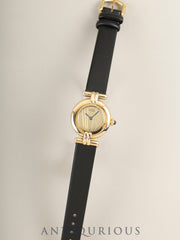Cartier Must Colisée 590002 Quartz Cal.90 SV925 Leather Original Pin Buckle (GP) Gold Dial (SWISS marking) Overhauled