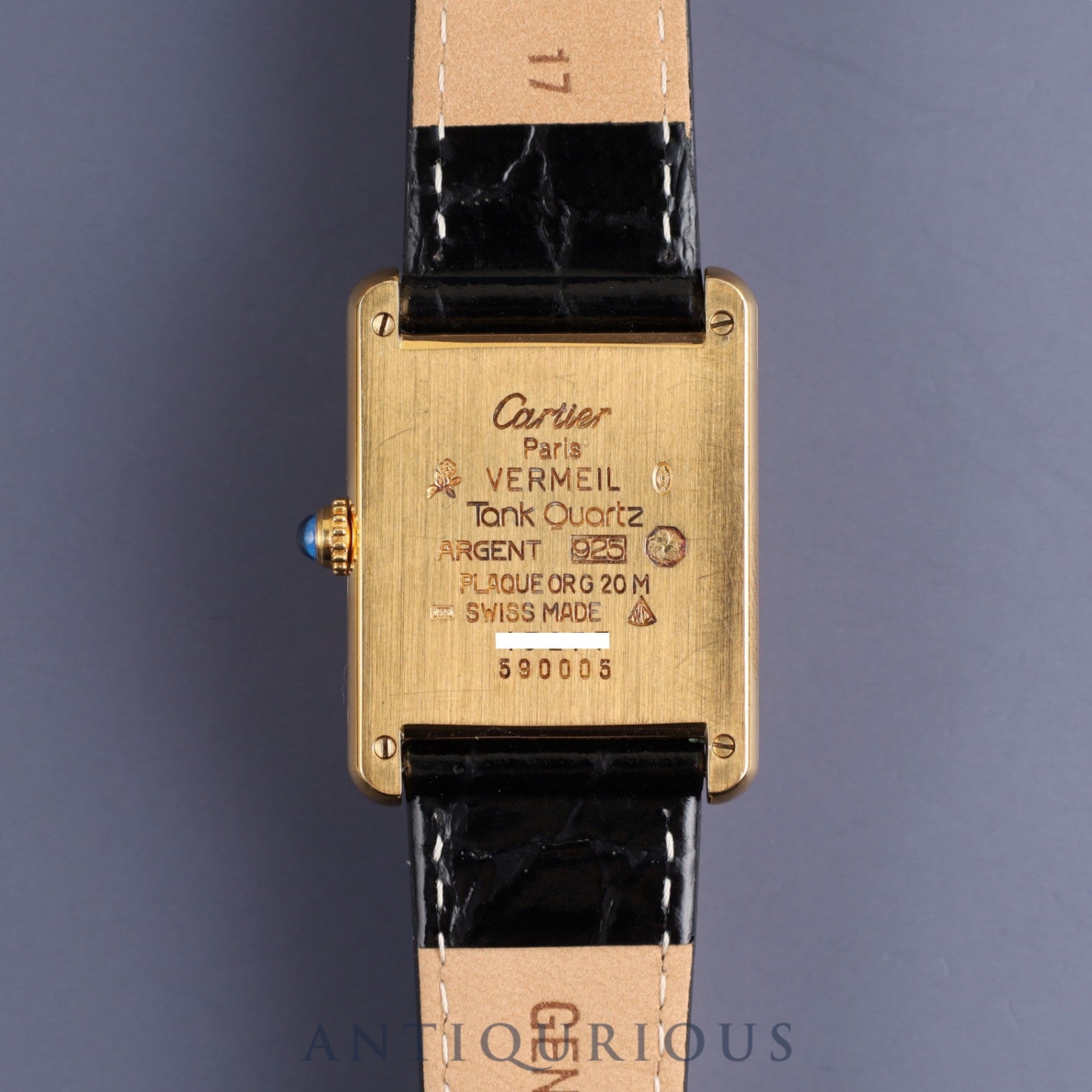 Cartier Must Tank LM 590005 Quartz Cal.90 SV925 Leather Genuine Buckle (GP) Straight Roman Dial Overhauled