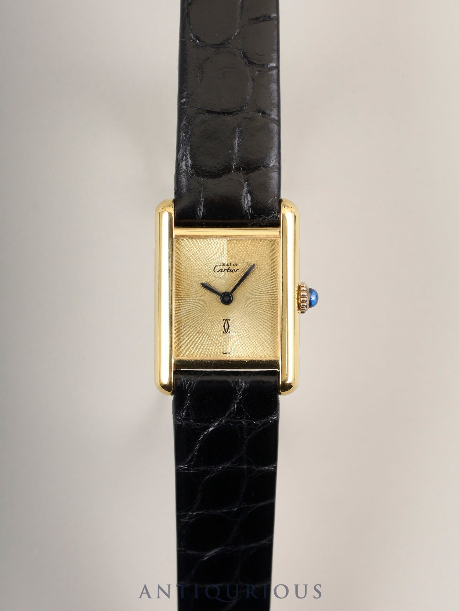 Cartier Must Tank SM Manual Winding Cal. 78-1 SV925 Genuine Buckle (GP) Sunray Dial Overhauled and Finished to Look Like New