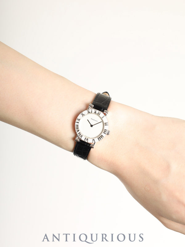 ティファニー アトラス SV CASE L0640 クォーツ Cal.976.001 SV925 革 純正尾錠（SS） シルバー文字盤 オーバーホール済み