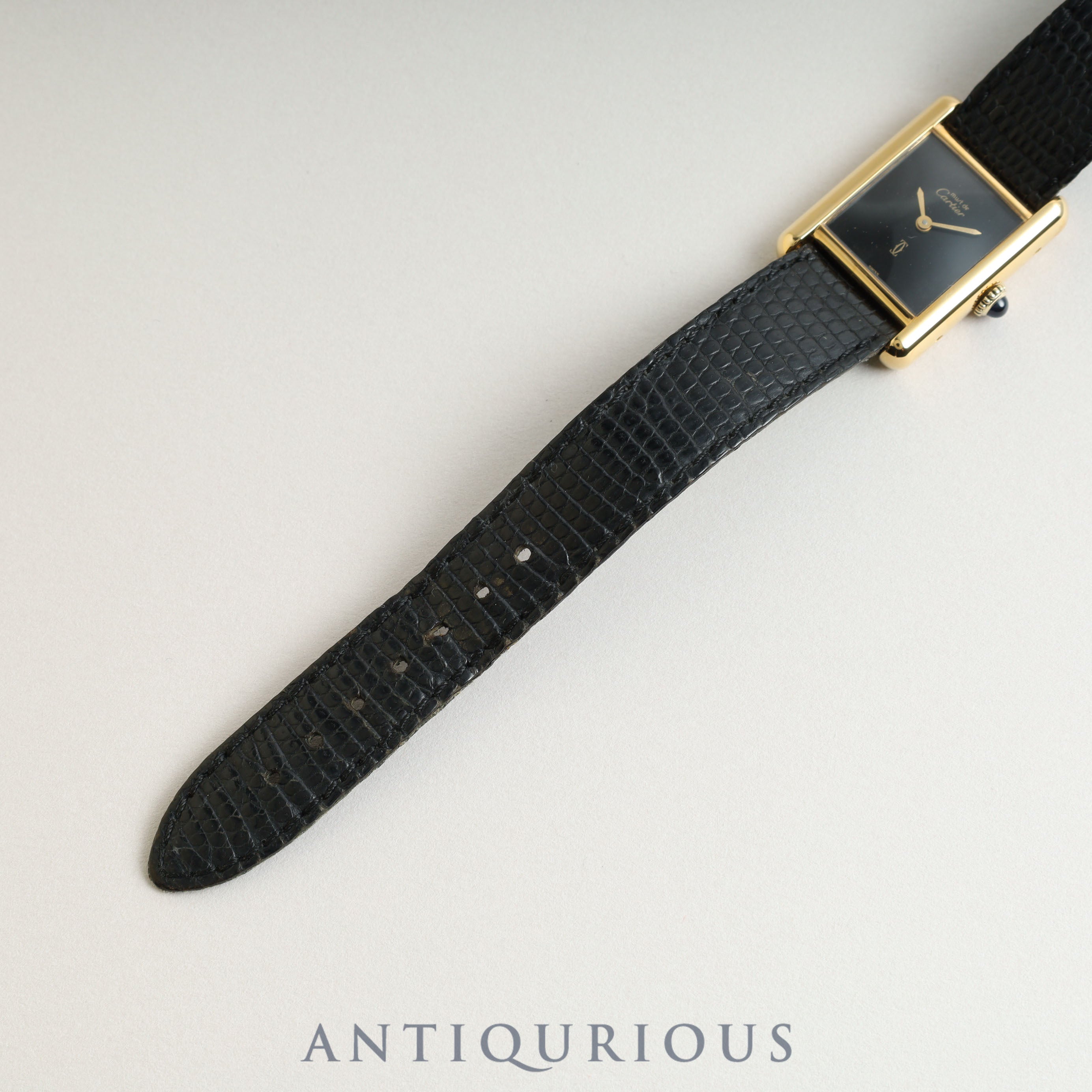 Cartier Must Tank SM Manual winding Onyx dial Genuine buckle Genuine belt Newly refurbished