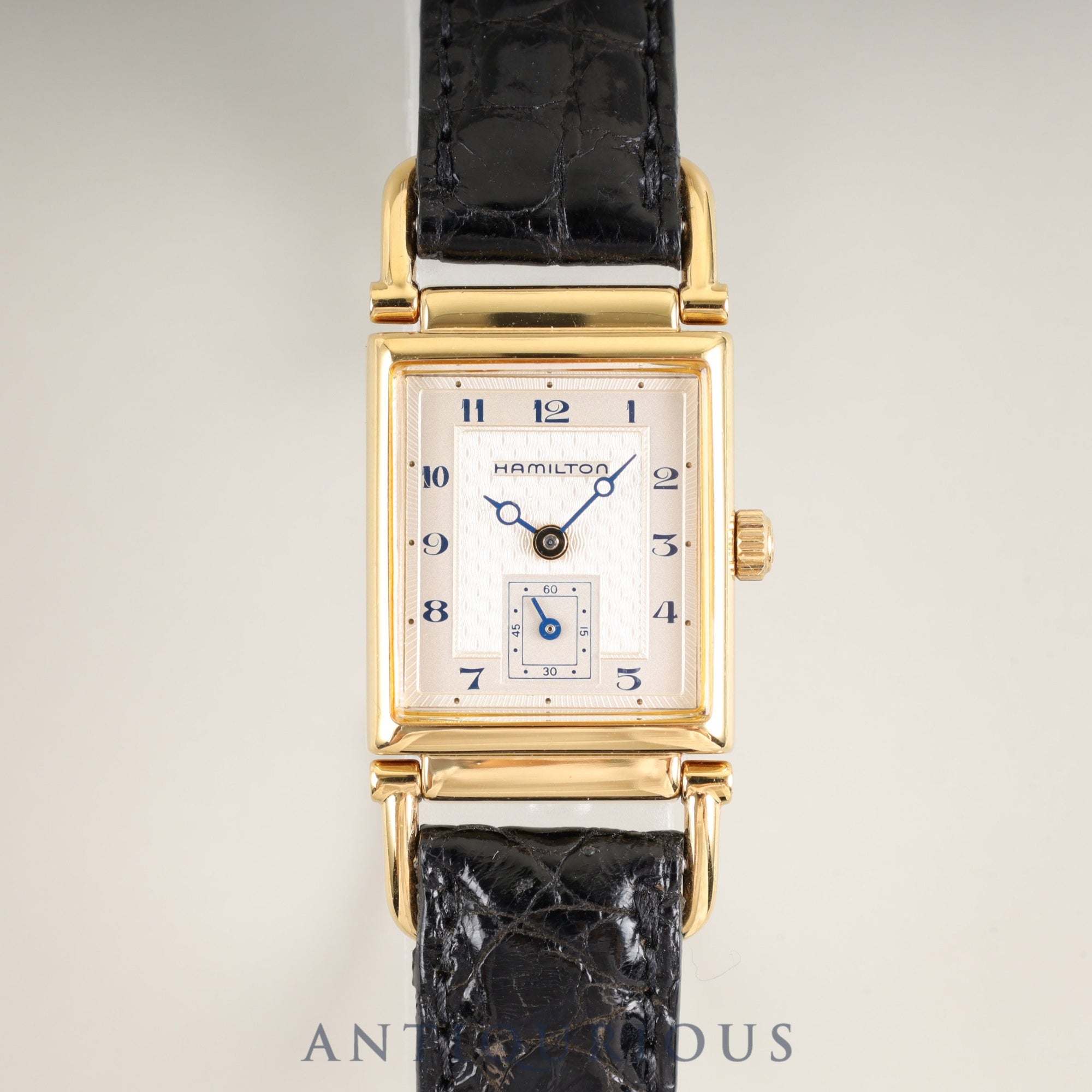 Hamilton Wilshire 6270 Quartz Caliber 980.153 Stainless Steel Watch with Genuine Leather Strap, Aftermarket Buckle (GP), Champagne Gold Dial, Overhauled