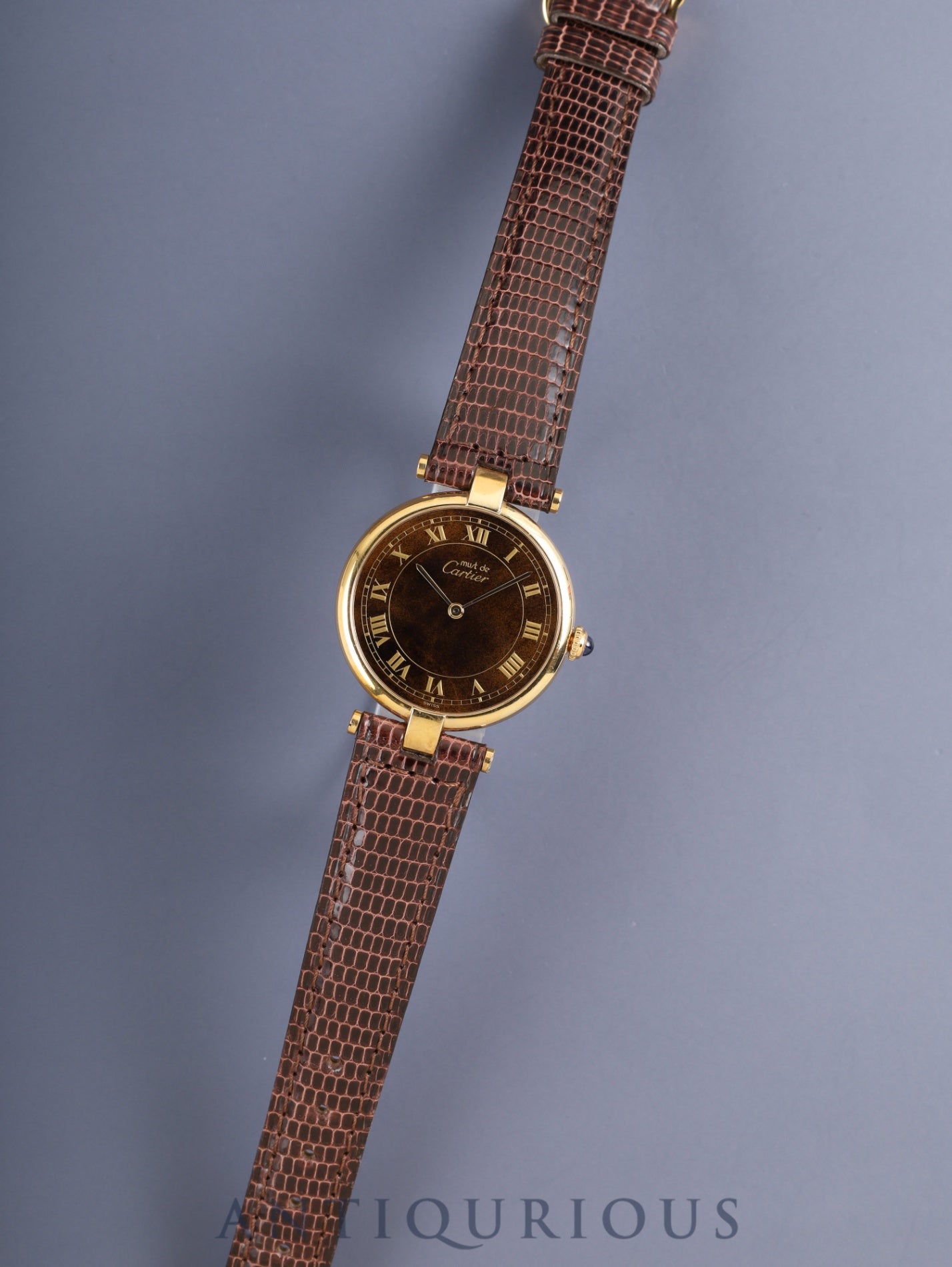 カルティエ マスト ヴァンドーム VLC LM 17 クォーツ Cal.690 SV925 純正革ベルト 純正尾錠（GP）マホガニーローマン文字盤 オーバーホール済み