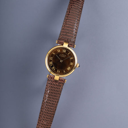 カルティエ マスト ヴァンドーム VLC LM 17 クォーツ Cal.690 SV925 純正革ベルト 純正尾錠（GP）マホガニーローマン文字盤 オーバーホール済み