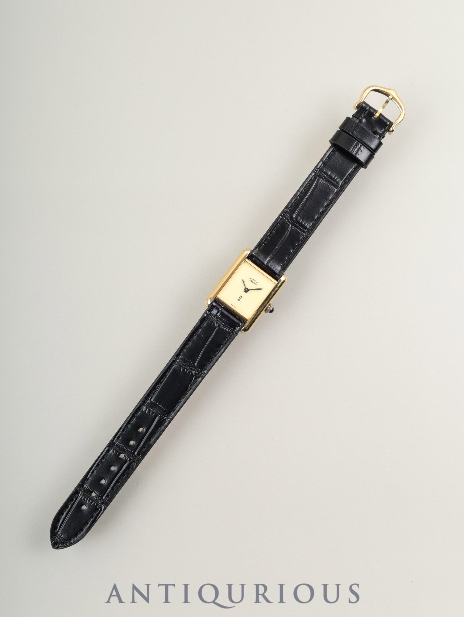 カルティエ マストタンク SM 手巻き Cal.78-1 SV925 革 純正尾錠（GP） アイボリー文字盤（SWISS MADE表記） カルティエブティックにてアフターサービス済み オーバーホール済み