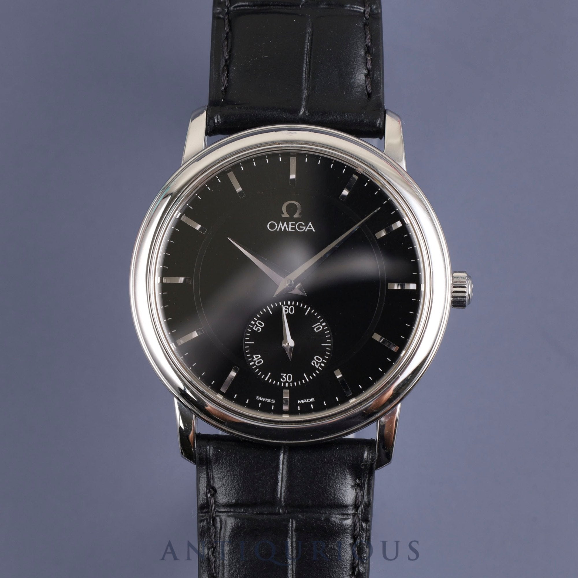 Omega De Ville Prestige 4820.51 Manual winding Cal.651 SS Leather Genuine buckle (SS) Black dial Overhauled