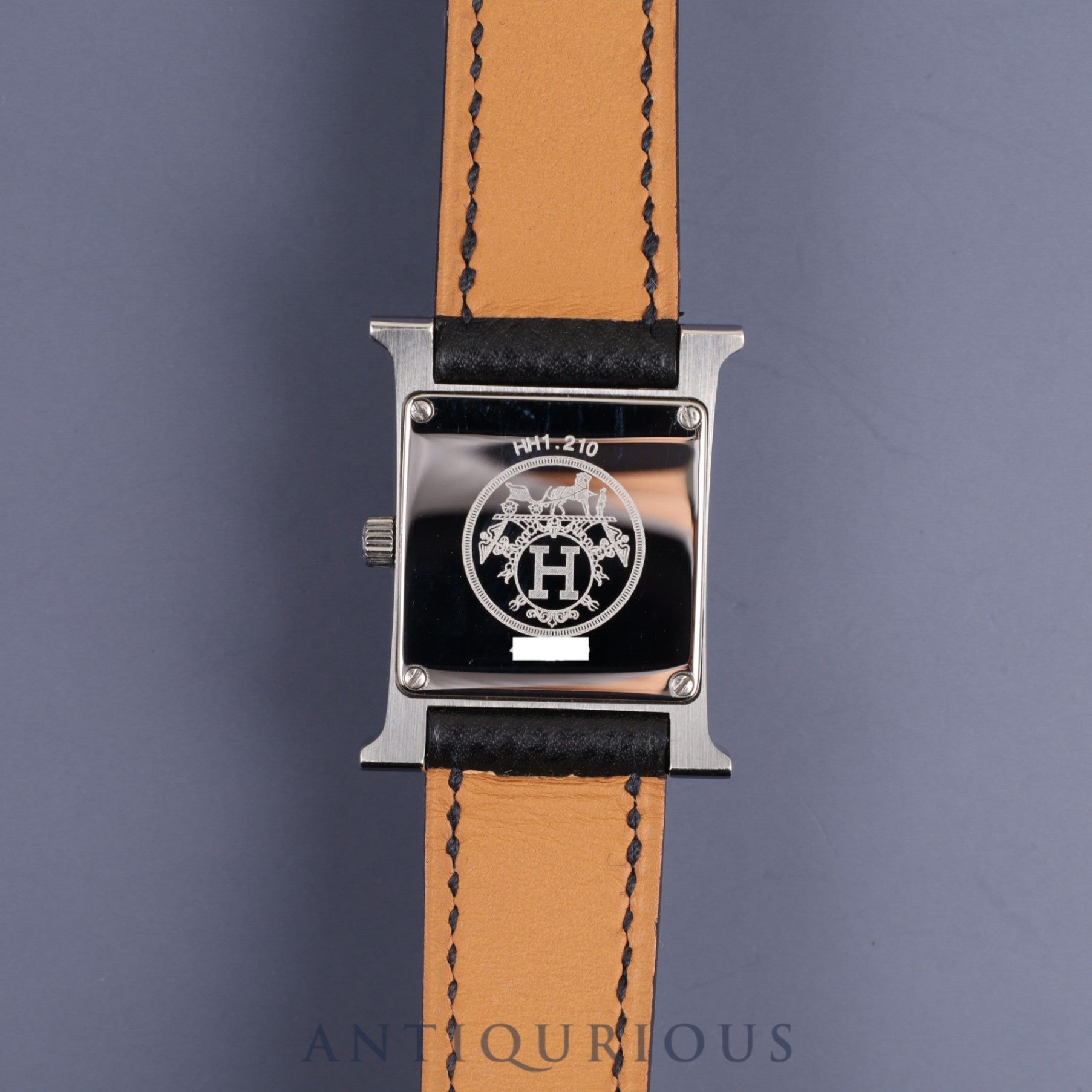 Hermes H Watch HH1.210 Quartz SS Genuine Leather Strap Genuine Buckle (SS) White Arabic Dial Box Booklet Overhauled