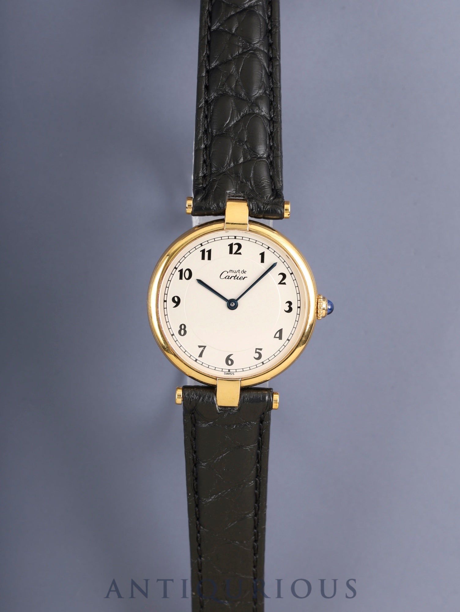 Cartier Must Vendome VLC LM 590003 Quartz Cal.690 SV925 Leather Genuine D-buckle (GP) Arabic dial (SWISS表記) Overhauled