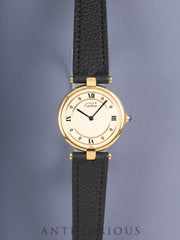 カルティエ マスト ヴァンドーム VLC LM W1001953 / 590003 クォーツ SV925 革 純正尾錠（GP）アイボリー4点ローマン文字盤 カルティエブティックにてコンプリートサービス（フルメンテナンス）済み