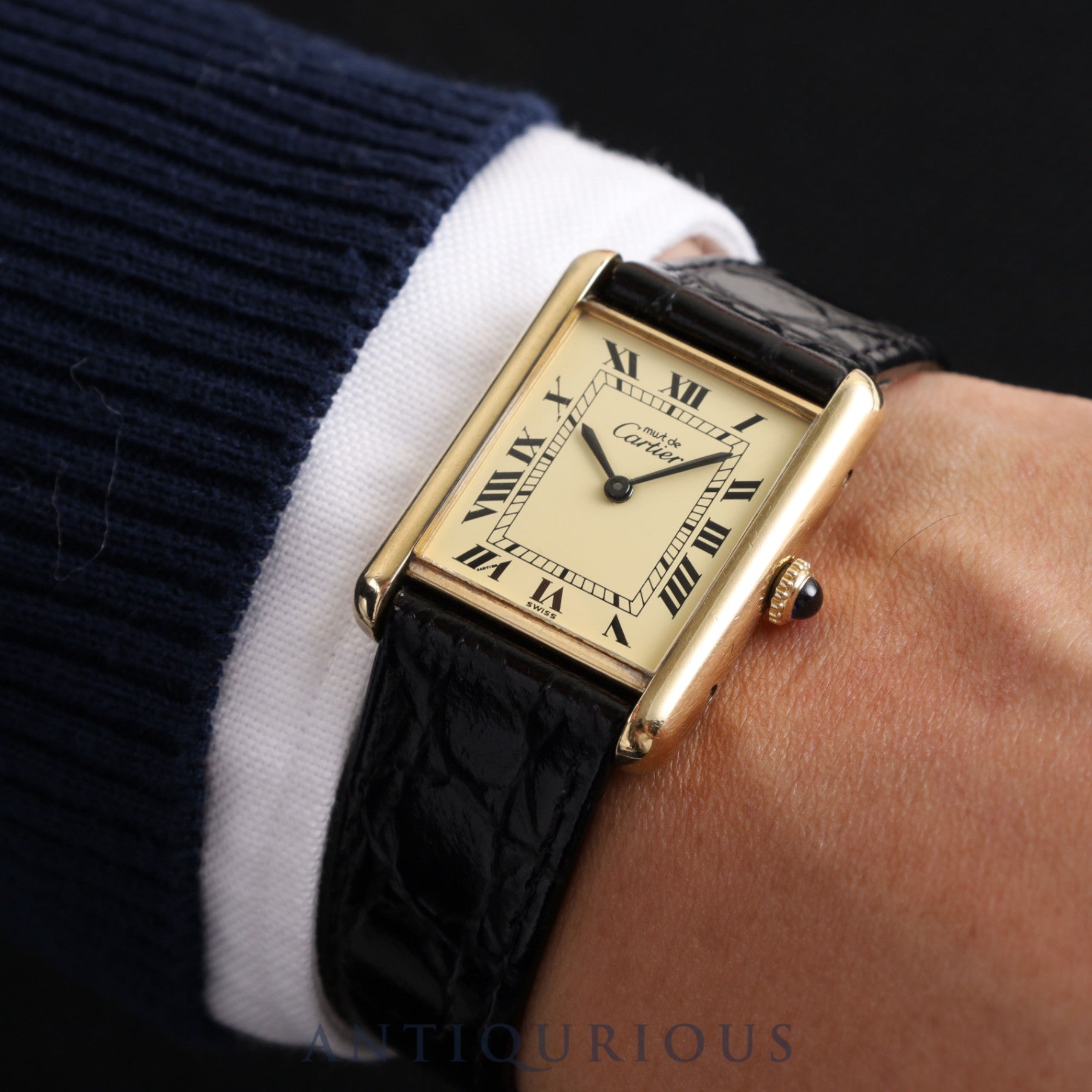 CARTIER カルティエ MUST TANK LM マストタンク LM 手巻き Cal.78-1 SV925 革 純正尾錠 アイボリーローマン文字盤 1976年頃～1980年代初期頃 オーバーホール済み