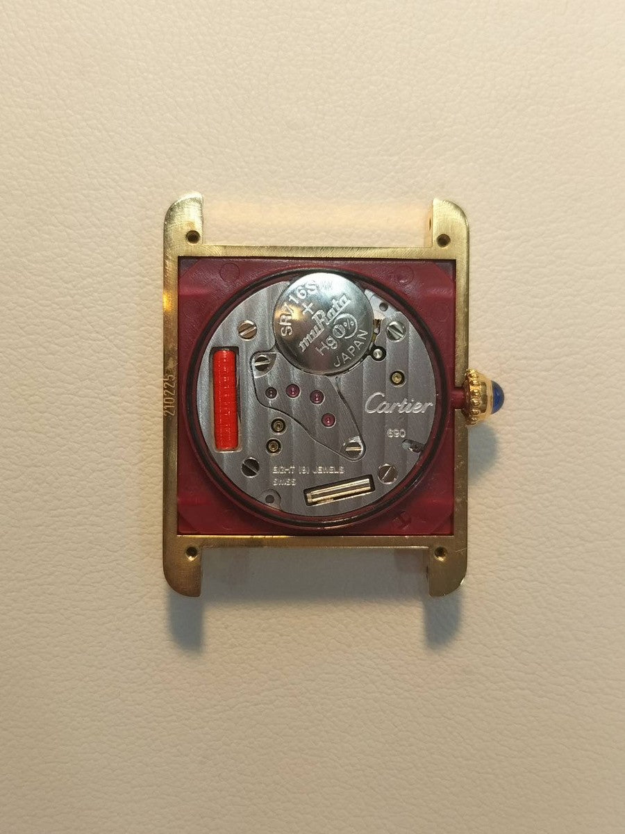 カルティエ マストタンク LM 1615 クォーツ Cal.690 SV925 革 純正尾錠（GP）アイボリーローマン文字盤 1996年頃～1998年頃 箱 オーバーホール済み
