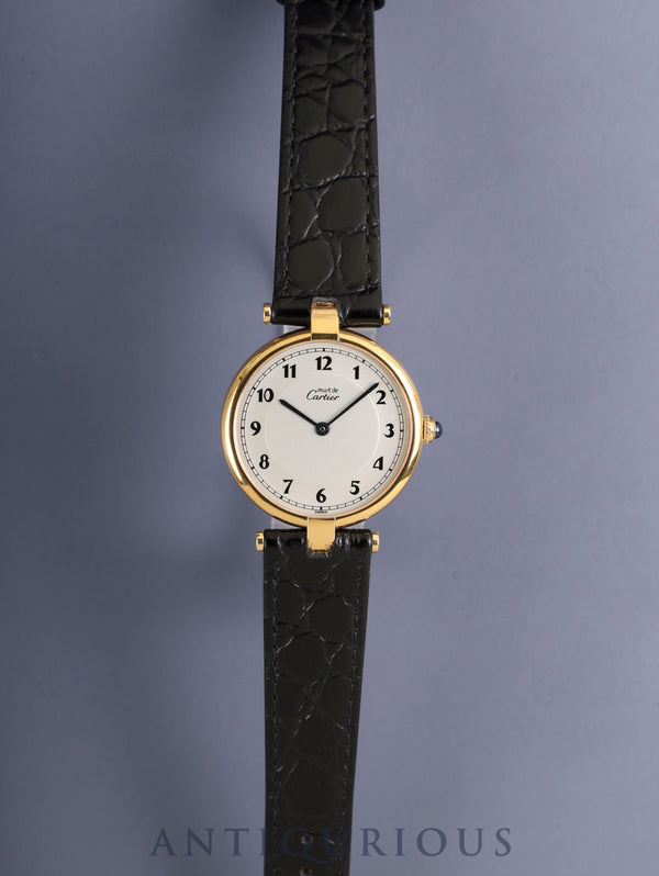 カルティエ マスト ヴァンドーム VLC LM 590003 クォーツ Cal.90 SV925 革 純正ピンバックル（GP）アラビア文字盤 オーバーホール済み