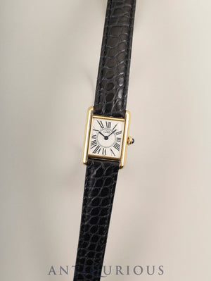 Cartier Must Tank SM W1005554 / 5057001 Quartz Cal.057 SV925 Leather Genuine Deployant Buckle (GP) Opaline Dial (SWISS marking) Overhauled