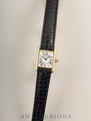 Cartier Must Tank SM W1005554 / 5057001 Quartz Cal.057 SV925 Leather Genuine Deployant Buckle (GP) Opaline Dial (SWISS marking) Overhauled