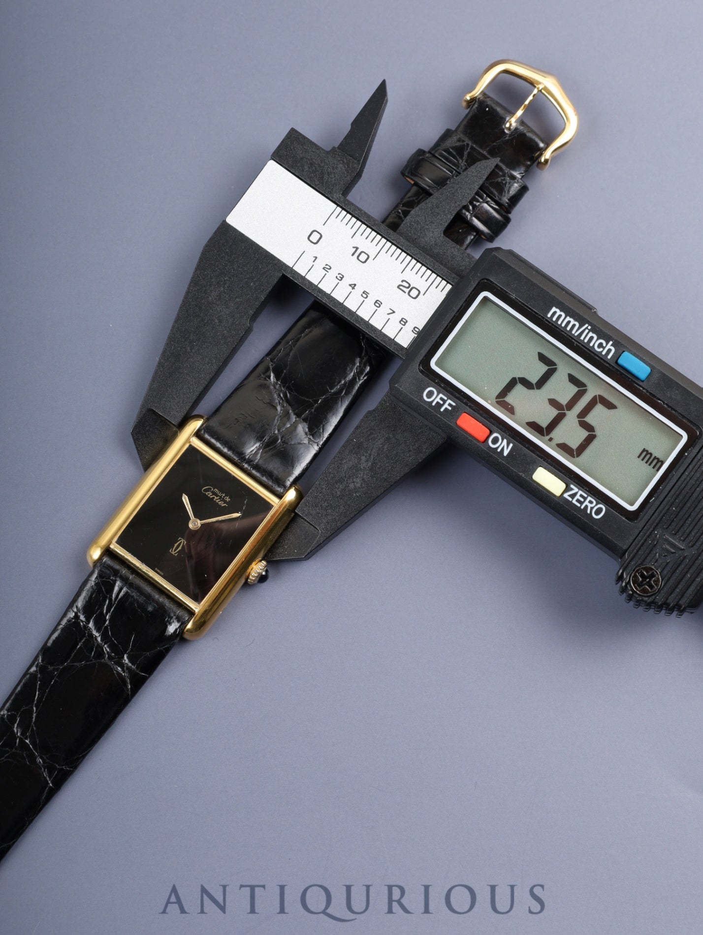 カルティエ マストタンク LM 手巻き SV925 革 純正尾錠（GP）オニキス文字盤（SWISS表記） オーバーホール済み 新品仕上げ済み