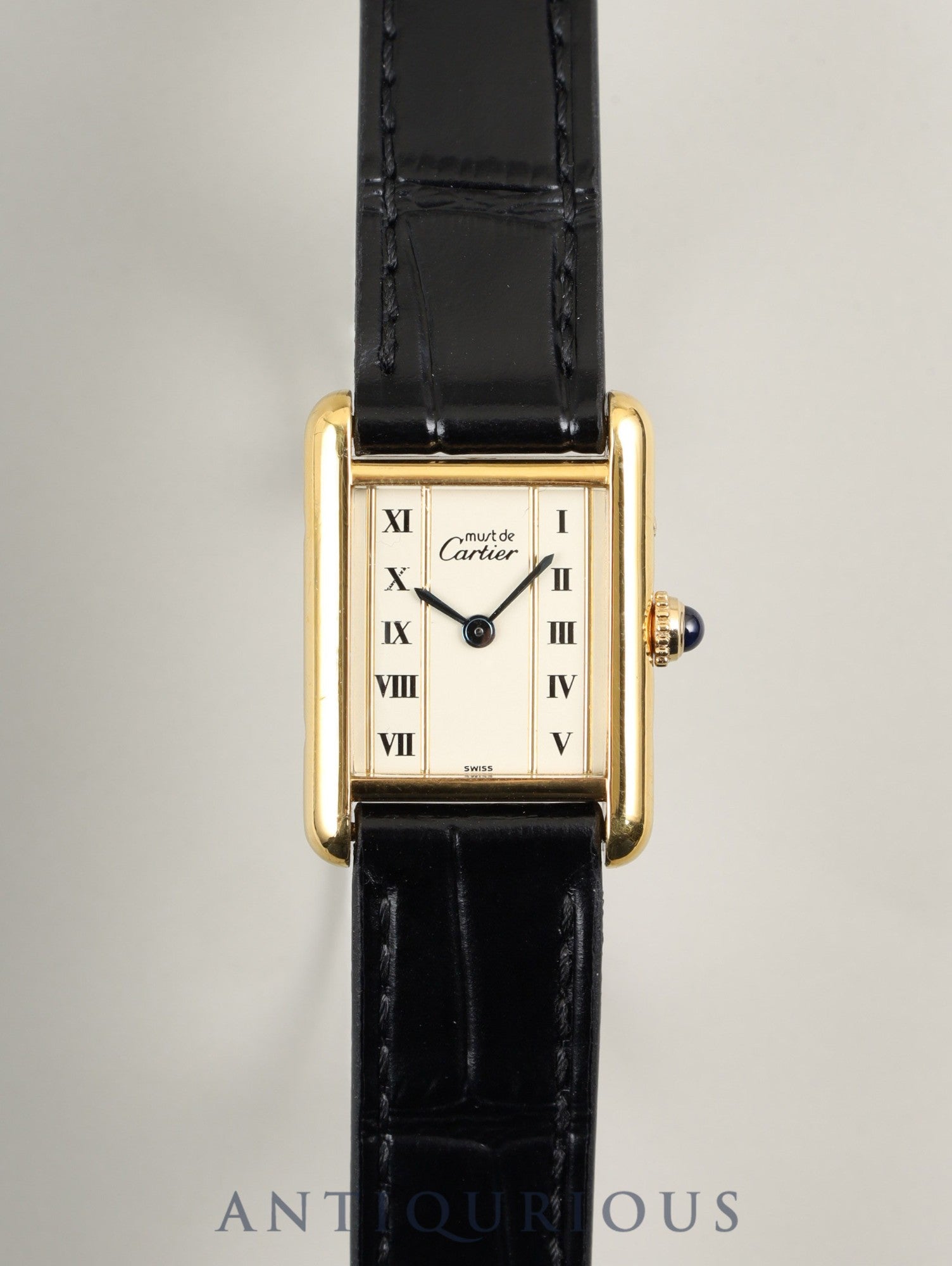 カルティエ マストタンク SM W1003053/5057001 クォーツ Cal.057 SV925 革 純正尾錠（GP）ストレートローマン文字盤 1982年頃～1995年頃 保証書（無記載）オーバーホール済み