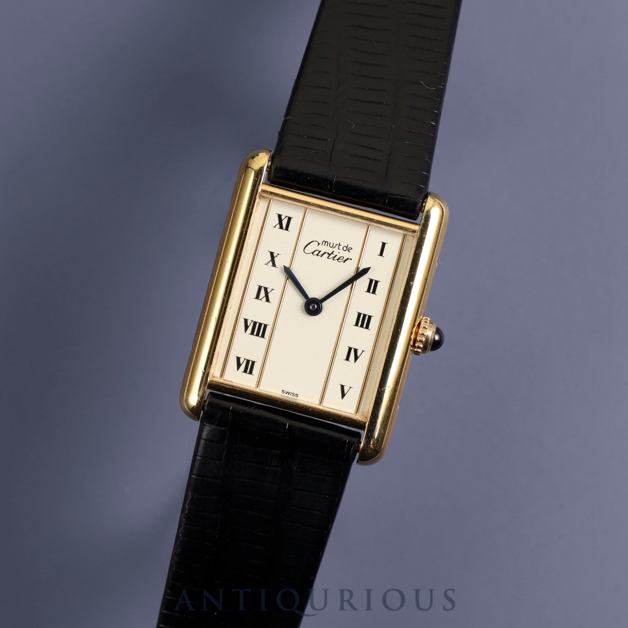 CARTIER Must Tank LM QZ 590005 Cal.690 SV925 Leather Genuine Buckle (GP) Vertical Roman Dial Overhauled