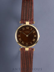 Cartier Must Vendome VLC LM 17 Quartz Cal.81 SV925 Leather Genuine Pin Buckle (GP) Mahogany Dial (SWISS marking) Overhauled