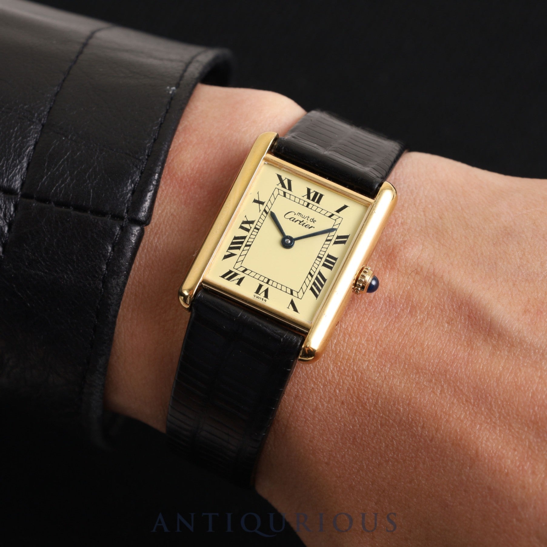 Cartier Must Tank LM 590005 Quartz Cal.90 SV925 Leather Buckle Ivory Roman Dial Overhauled Re-Plated