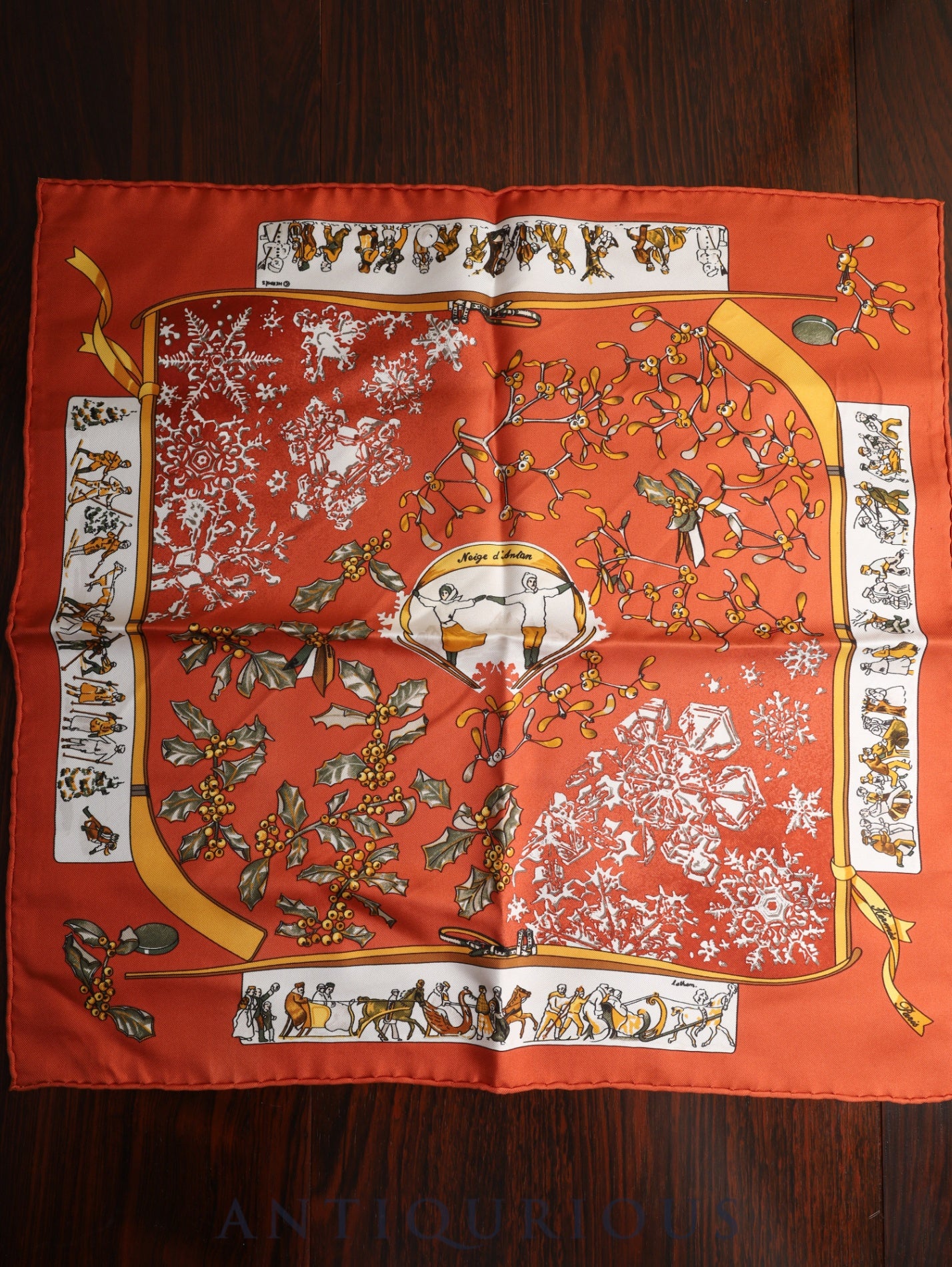 Hermes Scarf Carre 45 Neige d`Antan (Snows of Yesteryear) 100% Silk