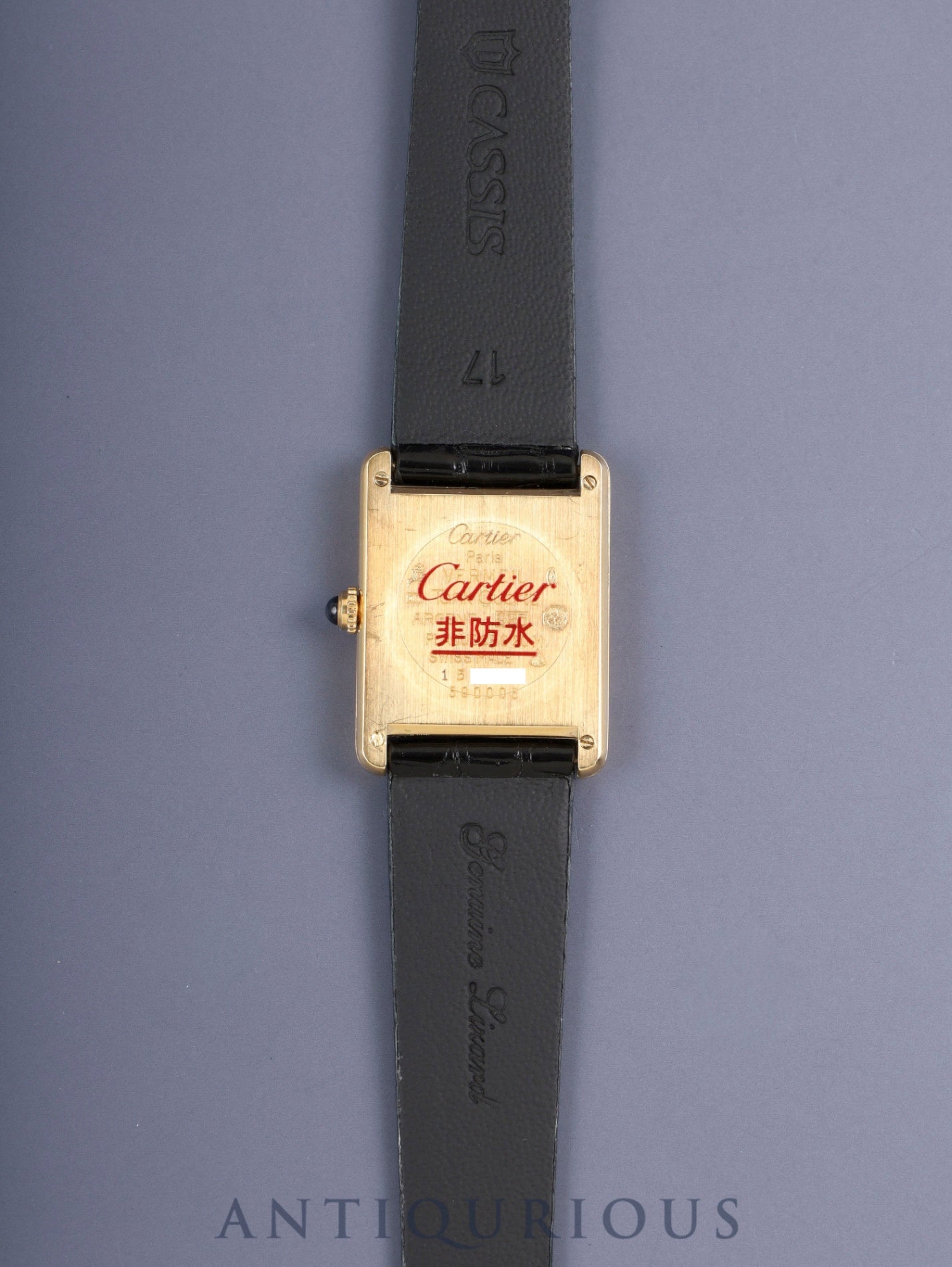 カルティエ マストタンク LM 590005 クォーツ Cal.- SV925 革 純正尾錠（GP） アイボリーローマン文字盤（SWISS MADE表記）カルティエブティックにてコンプリートサービス済み