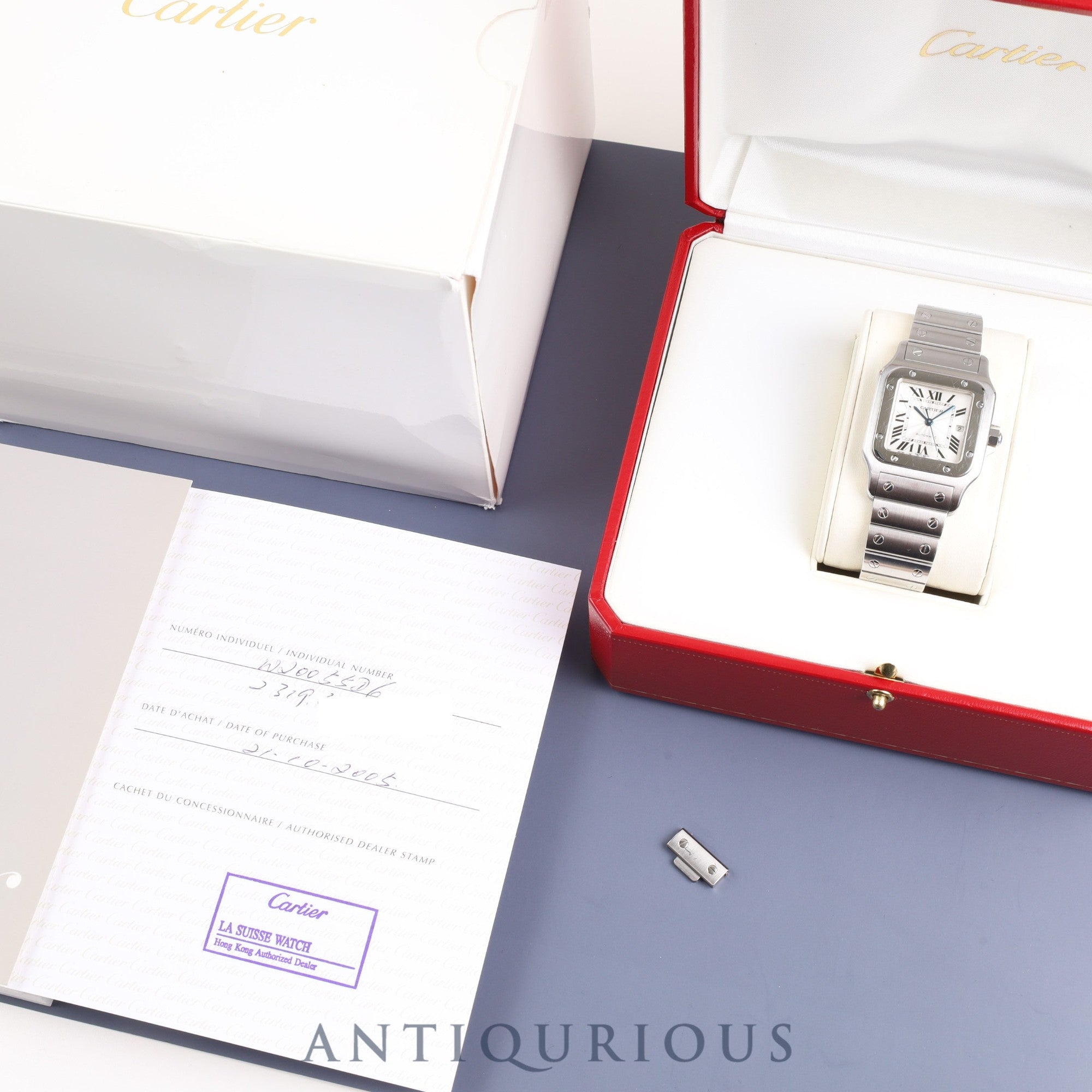 Cartier Santos Galbee LM W20055D6 / 2319 Automatic SS SS Silver dial Box Warranty (2005) 1 link Overhauled