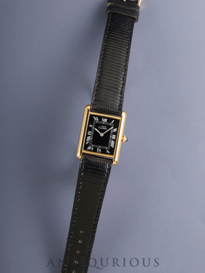 Cartier Must Tank LM 81974913 Hand-wound Cal.78-1 SV925 Leather Original pin buckle (GP) Black Roman dial (SWISS表記) Overhauled