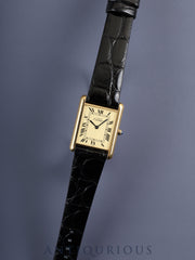 カルティエ マストタンク LM 681006 クォーツ Cal.81 SV925 革 純正尾錠（GP）アイボリーローマン文字盤 オーバーホール済み