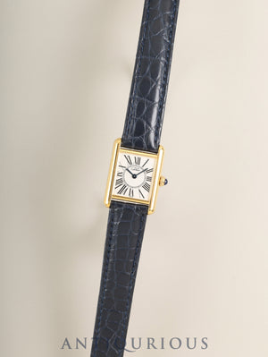 Cartier Must Tank SM 5057001 Quartz Cal.057 SV925 Leather Genuine Deployant Buckle (GP) Opaline Dial (SWISS marking) Overhauled, Polished