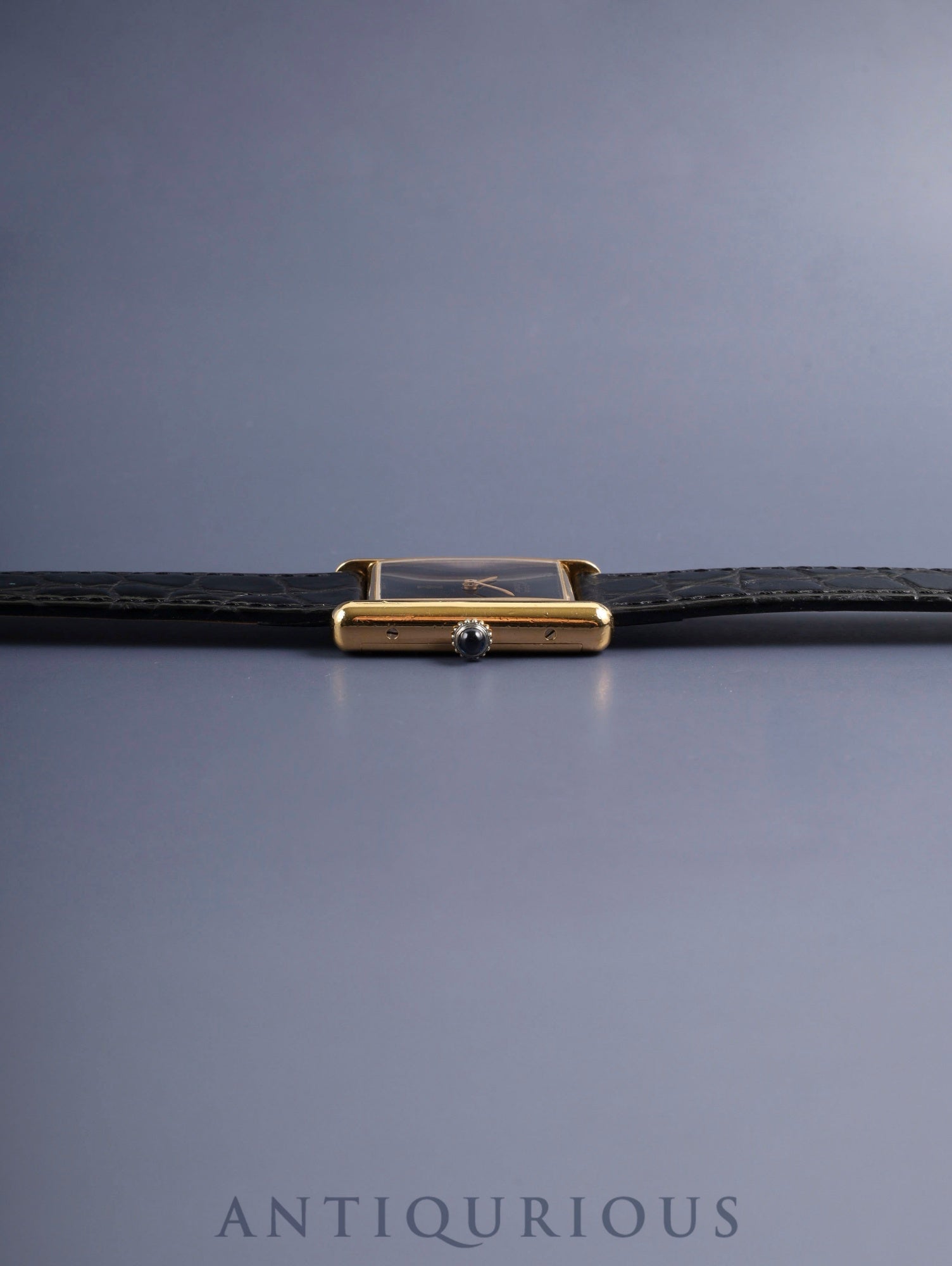 カルティエ マストタンク LM 6 手巻き Cal.78-1 SV925 革 純正ピンバックル（GP） オニキス文字盤（SWISS表記）オーバーホール済み 新品仕上げ済み