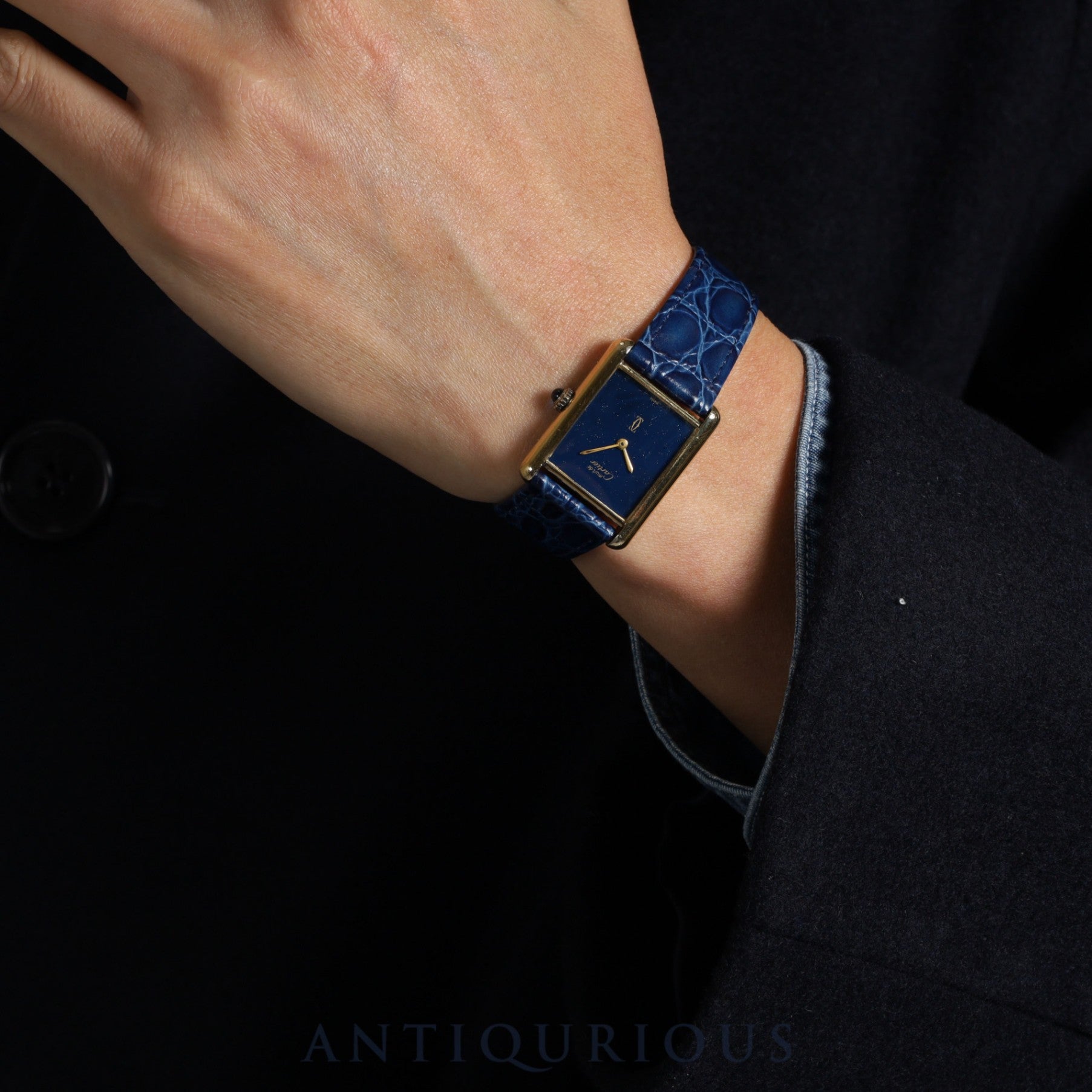 Cartier Must Tank LM Manual winding Cal.78-1 SV925 Leather Genuine buckle (GP) Lapis lazuli dial Overhauled